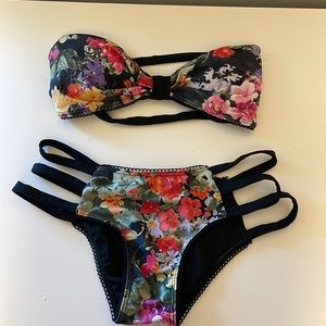 Mandalynn floral strapless bikini